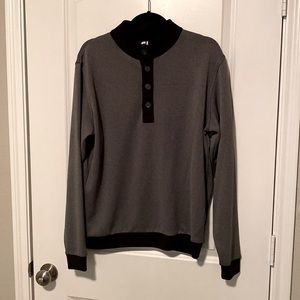 Black/Grey FootJoy Button-Up Golf Pullover